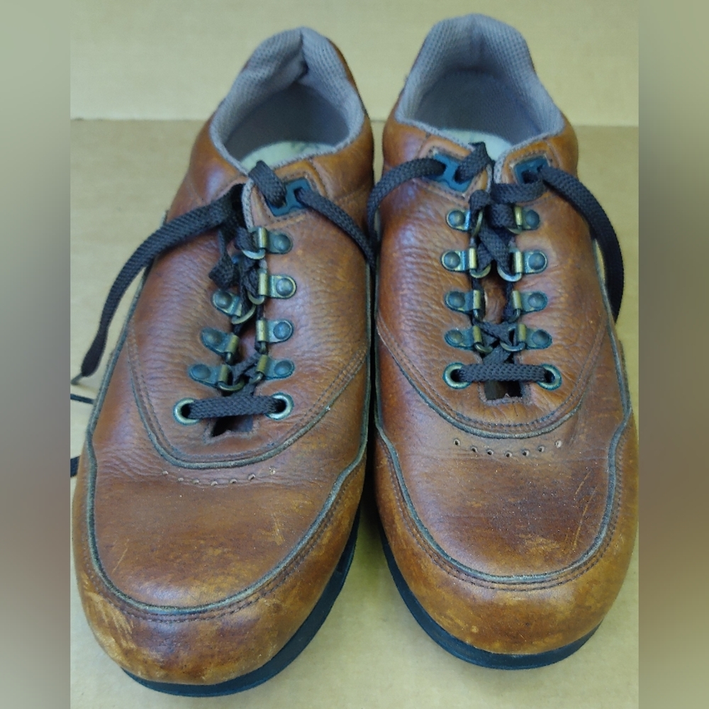 Footonic II Walkabout‎ Leather Shoes Men's Sz 8 Brown Contoured Cushion Loafers